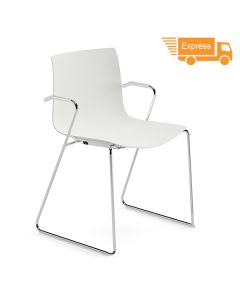 Arper Catifa 46 0287 Stuhl mit Kufengestell, integrierten Armlehnen und Schale einfarbig weiß (Express)