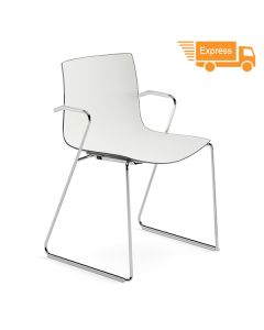 Arper Catifa 46 0287 Stuhl mit Kufengestell, integrierten Armlehnen und Schale zweifarbig anthrazit / weiß (Express)