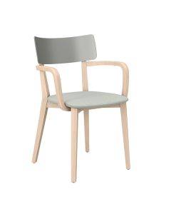 Brunner Due 3818/A Stuhl mit Vierfußgestell und Armlehnen aus Holz