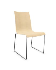 Brunner Fina 6414 Stapelstuhl mit Kufengestell und Holzschale