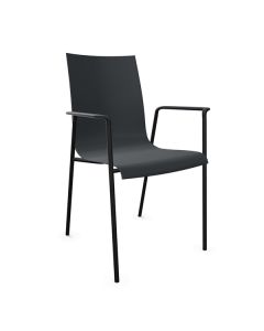 Brunner Fina 6458/A Stapelstuhl mit Vierfußgestell, Kunststoffschale und Armlehnen