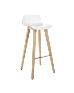 Brunner Fina Bar 6801 Barhocker mit Kunststoffschale und Vierfußgestell aus Holz