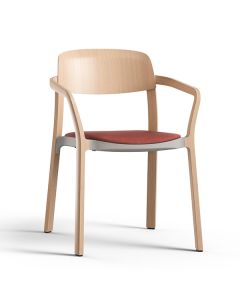 Brunner Nate 7612/A Stapelstuhl mit Vierfußgestell, Sitz gepolstert und Armlehnen