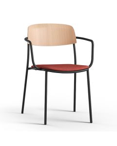 Brunner Nate S 7712/A Stapelstuhl mit Vierfußgestell, Sitz gepolstert und Armlehnen