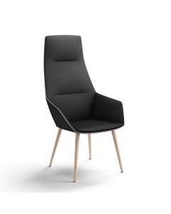 Brunner Ray Soft 9633 Polstersessel mit Vierfußgestell aus Holz, Armlehnen und hoher Rückenlehne