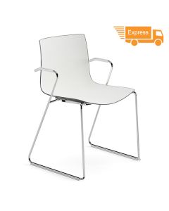 Arper Catifa 46 0287 Stuhl mit Kufengestell, integrierten Armlehnen und Schale zweifarbig anthrazit / weiß (Express)