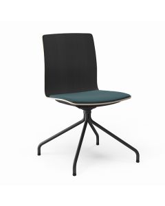 ProfiM Com K22HF Besucherstuhl mit festem Spinnenfuß, Holzschale und Sitz gepolstert