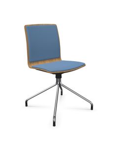 ProfiM Com K32HF Besucherstuhl mit festem Spinnenfuß, Holzschale, Sitz und Rücken gepolstert