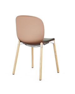 ProfiM Noor 6080S Stuhl mit Kunststoffschale, Sitz gepolstert und Vierfußgestell aus Holz